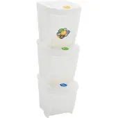 vidaXL Vuilnisbakken 3 st stapelbaar 75 L polypropeen wit