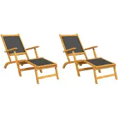 vidaXL Terrasstoelen 2 st massief acaciahout en textileen