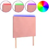 vidaXL Hoofdbord LED 100x5x118/128 cm fluweel roze