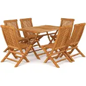 vidaXL 7-delige Tuinset massief teakhout