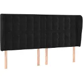 vidaXL Hoofdbord met randen 203x23x118/128 cm fluweel zwart
