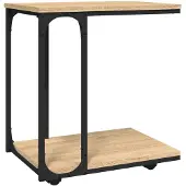 vidaXL Bijzettafel met wieltjes 50x35x55,5 cm hout sonoma eikenkleurig