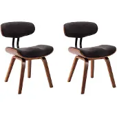 vidaXL Eetkamerstoelen 2 st gebogen hout en stof grijs