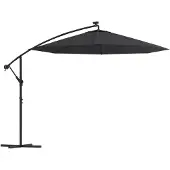 vidaXL Zweefparasol met LED en stalen paal 300 cm zwart