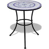 vidaXL Bistrotafel 60 cm mozaïek blauw en wit
