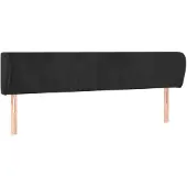 vidaXL Hoofdbord met randen 203x23x78/88 cm fluweel zwart