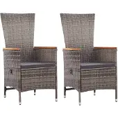 vidaXL Tuinstoelen 2 st met kussens poly rattan grijs