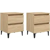 vidaXL Nachtkastjes 2 st 40x35x50 cm bewerkt hout sonoma eikenkleurig