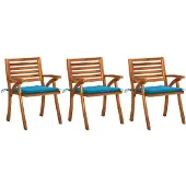 vidaXL Tuinstoelen 3 st met kussens massief acaciahout