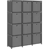 vidaXL Kast met 12 vakken met boxen 103x30x141 cm stof grijs