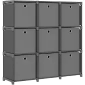vidaXL Kast met 9 vakken met boxen 103x30x107,5 cm stof grijs