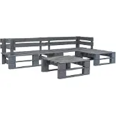 vidaXL 4-delige Loungeset pallet hout grijs