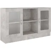 vidaXL Vitrinekast 120x30,5x70 cm bewerkt hout betongrijs