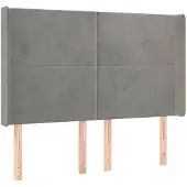vidaXL Hoofdbord met randen 147x16x118/128 cm fluweel lichtgrijs