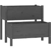 vidaXL Plantenbak 84,5x84x75 cm massief grenenhout grijs