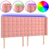 vidaXL Hoofdbord LED 203x16x118/128 cm fluweel roze