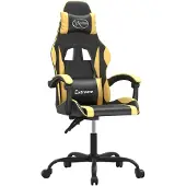 vidaXL Gaming stoel, draaibaar, zwart en goud, kunstleer