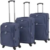 vidaXL 3-delige set zachte reiskoffers met trolleyfunctie, marineblauw