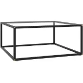 vidaXL Salontafel met gehard glas 80x80x35 cm zwart