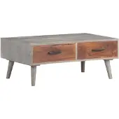 vidaXL Salontafel 100x60x40 cm massief ruw mangohout grijs