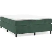vidaXL Boxspring met matras fluweel donkergroen 140x200 cm