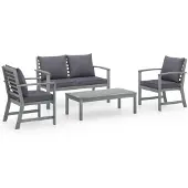 vidaXL 4-delige Loungeset met kussens massief acaciahout