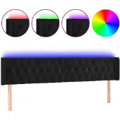 vidaXL Hoofdbord LED 183x16x78/88 cm fluweel zwart