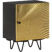 vidaXL Nachtkastje met messing voorkant 40x30x50 cm massief mangohout