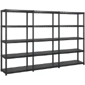 vidaXL Opbergrek 5-laags 255x40x185 cm kunststof zwart
