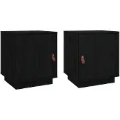 vidaXL Nachtkastjes 2 st 40x34x45 cm massief grenenhout zwart
