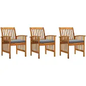 vidaXL Tuinstoelen 3 st met kussens massief acaciahout
