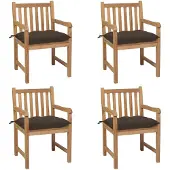 vidaXL Tuinstoelen 4 st met taupe kussens massief teakhout