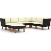 vidaXL 8-delige Loungeset met kussens poly rattan zwart