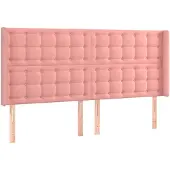 vidaXL Hoofdbord met randen 203x16x118/128 cm fluweel roze