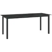 vidaXL Tuintafel, zwart, 190x90x74 cm, aluminium en glas