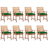 vidaXL Tuinstoelen 8 st met kussens massief acaciahout