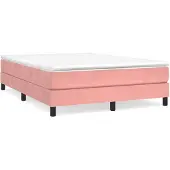 vidaXL Boxspring bed fluweel roze 140x200 cm