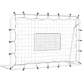 vidaXL Voetbalrebounder 184x61x123 cm staal en PE wit en zwart