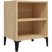 vidaXL Nachtkastje met metalen poten 40x30x50 cm sonoma eikenkleurig