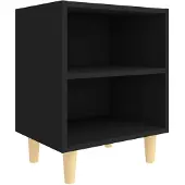 vidaXL Nachtkastje met massief houten poten 40x30x50 cm zwart