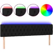 vidaXL Hoofdbord LED 180x7x78/88 cm stof zwart