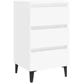 vidaXL Nachtkastje met metalen poten 40x35x69 cm wit