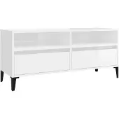 vidaXL Tv-meubel 100x34,5x44,5 cm bewerkt hout hoogglans wit