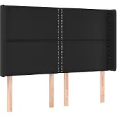 vidaXL Hoofdbord met randen 147x16x118/128 cm kunstleer zwart
