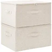 vidaXL Opbergboxen 2 st 43x34x23 cm stof crèmekleurig