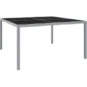 vidaXL Tuintafel 130x130x72 cm staal en glas grijs