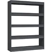 vidaXL Boekenkast/kamerscherm 100x30x135,5 cm massief grenenhout grijs