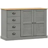 vidaXL Dressoir met lades VIGO 113x40x75 cm massief grenenhout grijs