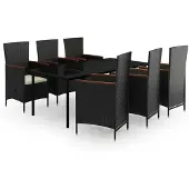 vidaXL 7-delige Tuinset met kussens zwart