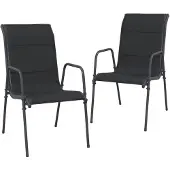 vidaXL Tuinstoelen 2 st staal en textileen zwart